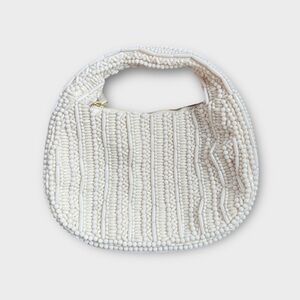 Elegant White Beaded Women's Bag